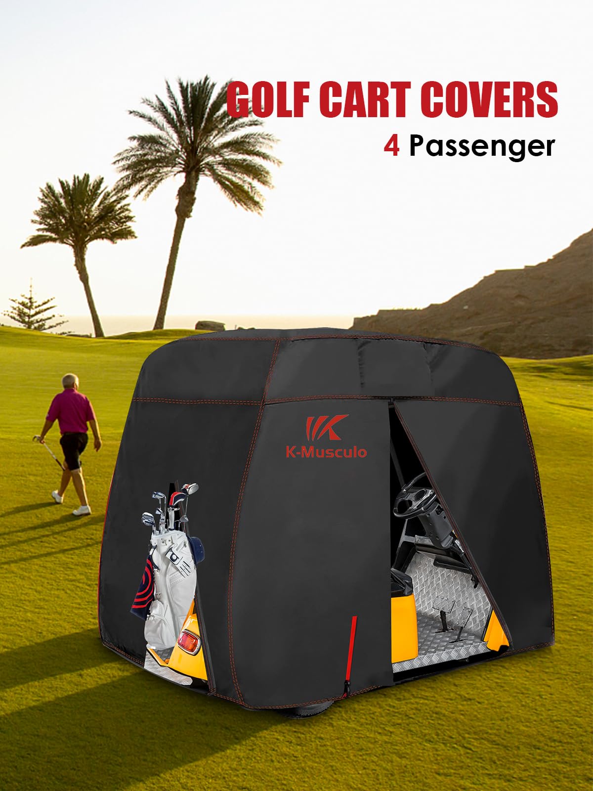 K-Musculo Golf Cart Cover 2-4 Passenger, Fits EZGO, Club Car
